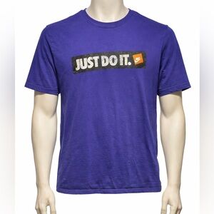Nike Men’s Purple Crewneck T-Shirt with Distressed White Logo Print